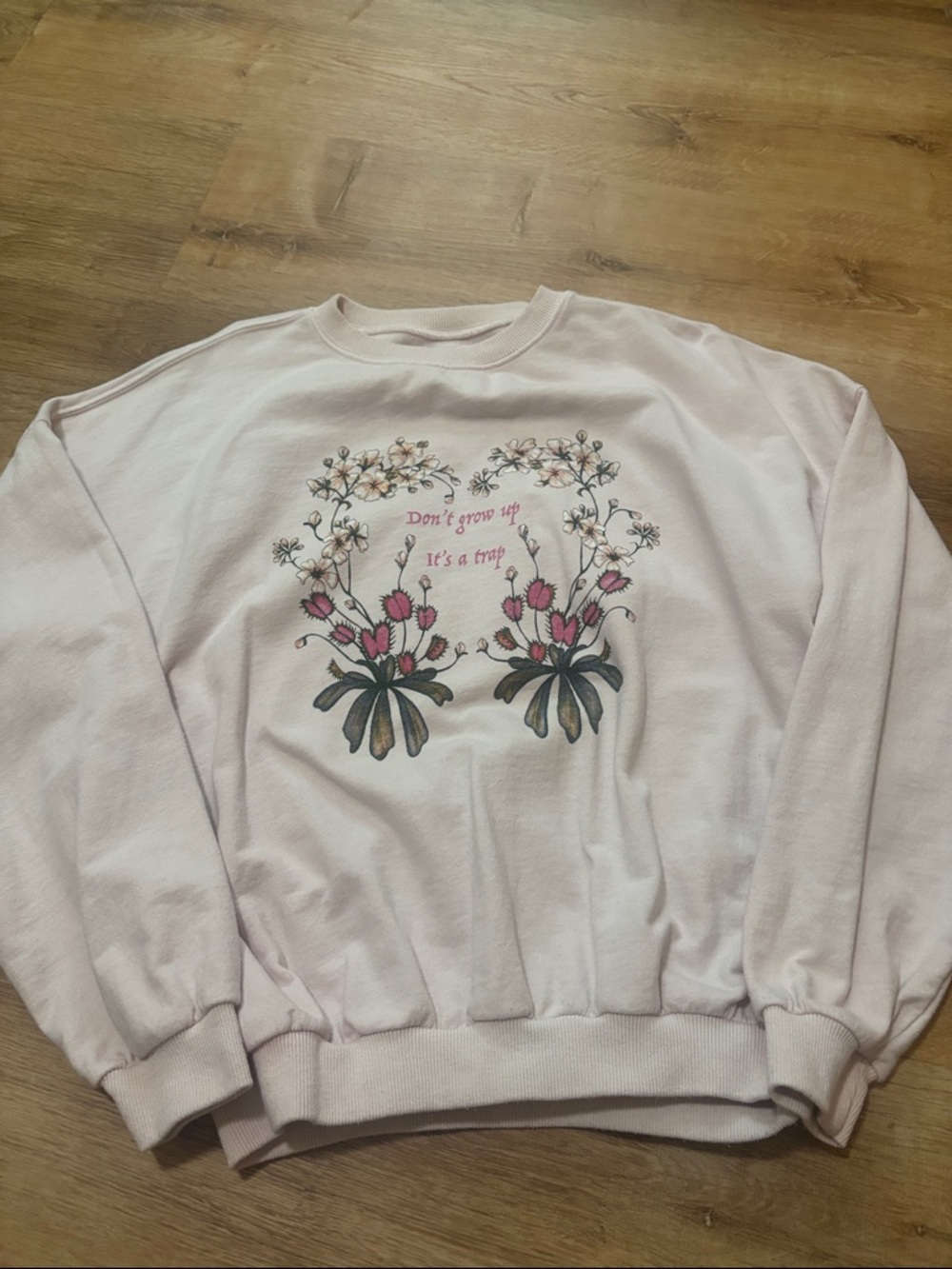 Lovers + Friends Light Pink Floral Graphic Crewneck Sweatshirt Small
